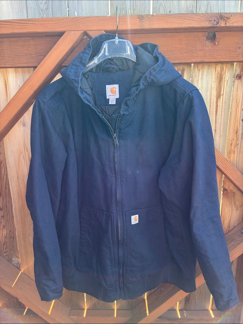 Carhartt Washed Duck Active Jac in navy blue.